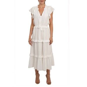 NEW LOVE TOKEN white tier dress in white